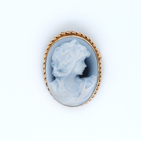 9ct Gold Blue Agate Cameo 