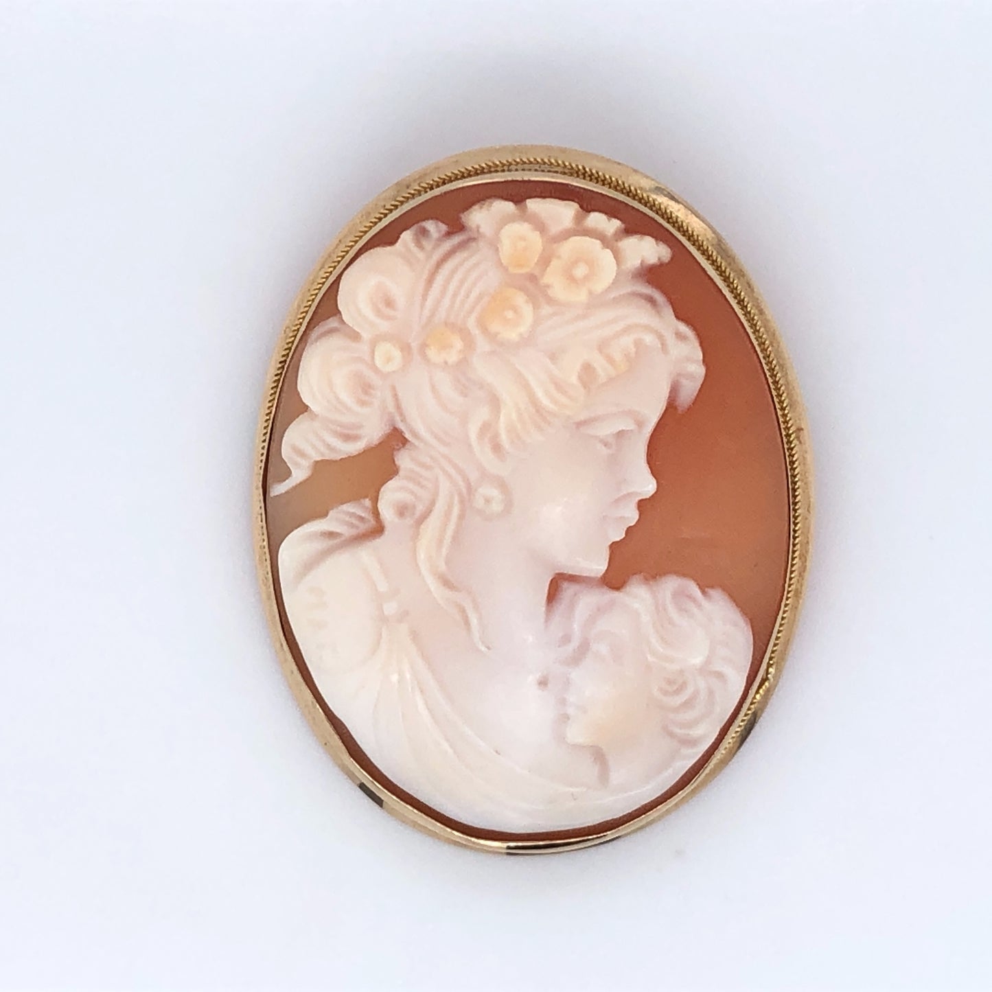 9ct Gold Cameo Mother & Child Brooch/Pendant