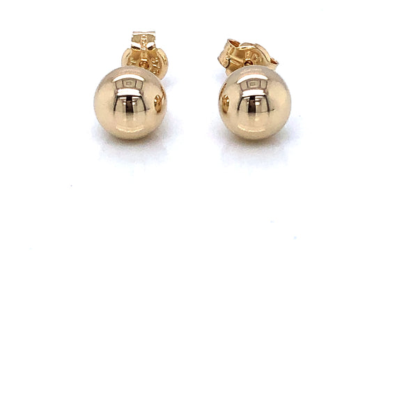 9ct Gold 7mm Ball Stud Earrings 10039