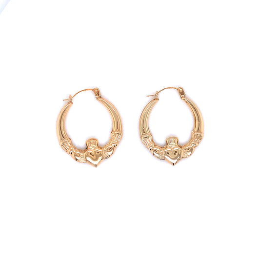 9ct Gold Claddagh Hoop Earrings GE2042