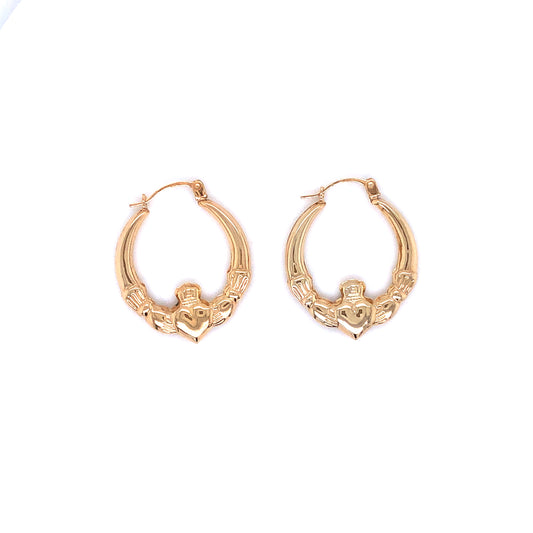 9ct Gold Claddagh Hoop Earrings GE1001