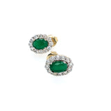 9ct Gold Synthetic Emerald & CZ Cluster Earrings GEE57