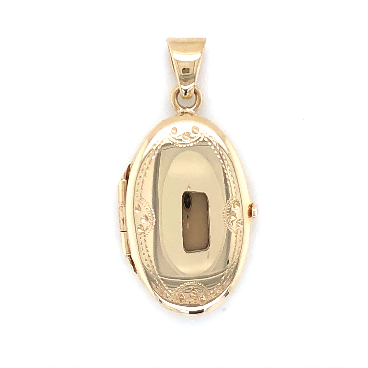 9ct Gold Oval Locket Engraved Border