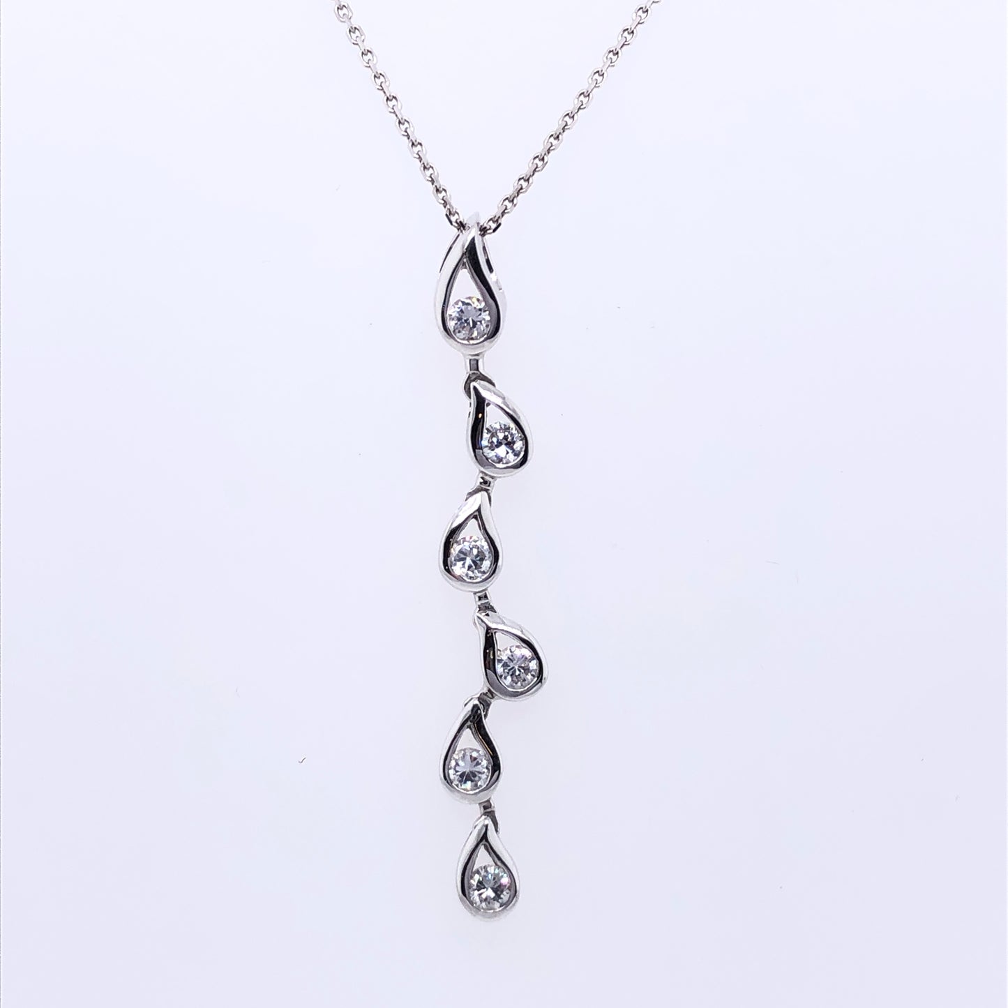 9ct White Gold CZ Raindrops Pendant