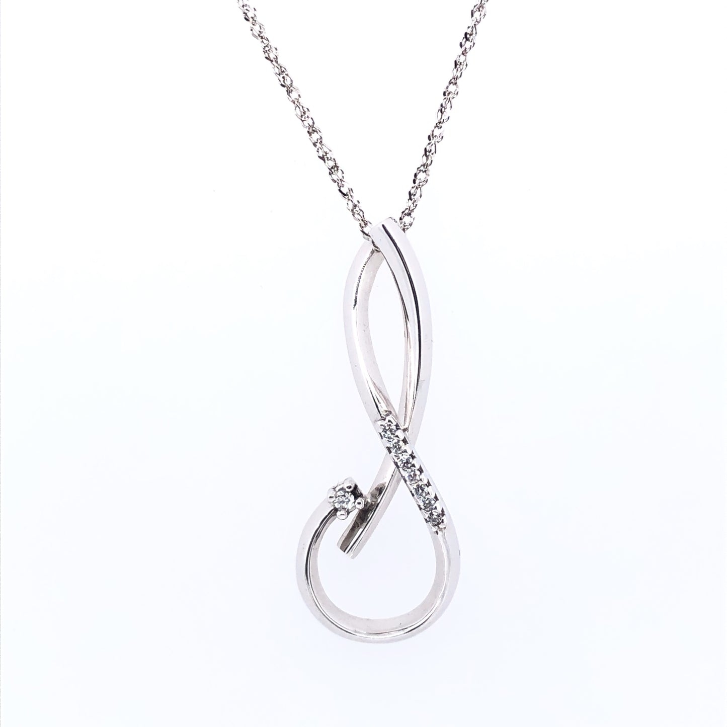 9ct White Gold Diamond Twist Pendant