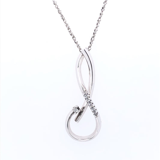 9ct White Gold Diamond Twist Pendant