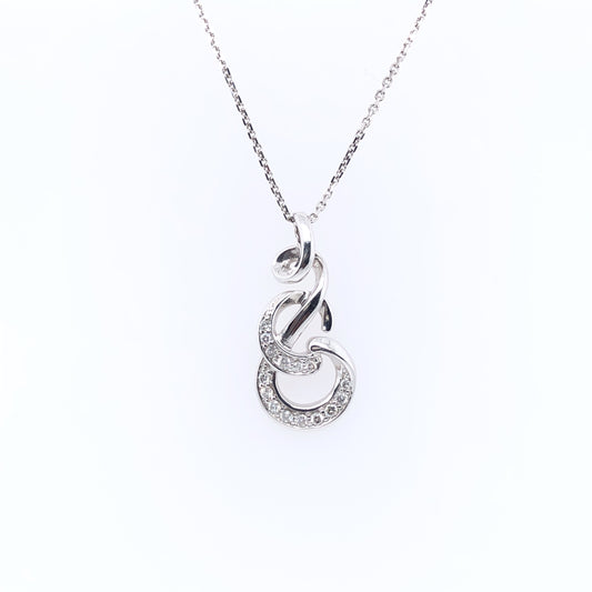 9ct White Gold Diamond Swirly Pendant