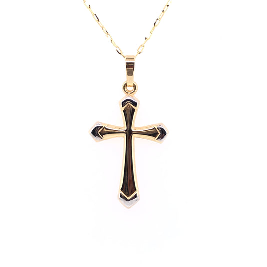 9ct Yellow Gold Tapered Two-tone Cross GP367