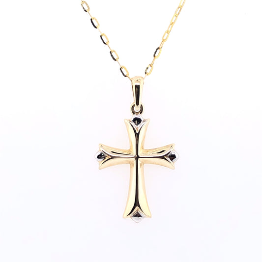 9ct Yellow Gold Small Tapered Two-tone Cross GP443