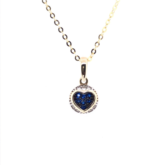 9ct Gold Syn Sapphire Tiny Heart Pendant