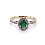 9ct  Gold Emerald & Diamond Cluster Ring
