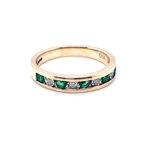 9ct Gold Emerald & Diamond Eternity Ring