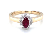 9ct Gold Ruby & Diamond Cluster Ring