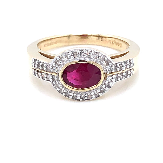 9ct Gold Ruby & Diamond Pavé Ring GRR010