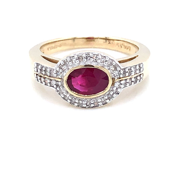 9ct Gold Ruby & Diamond Pavé Ring
