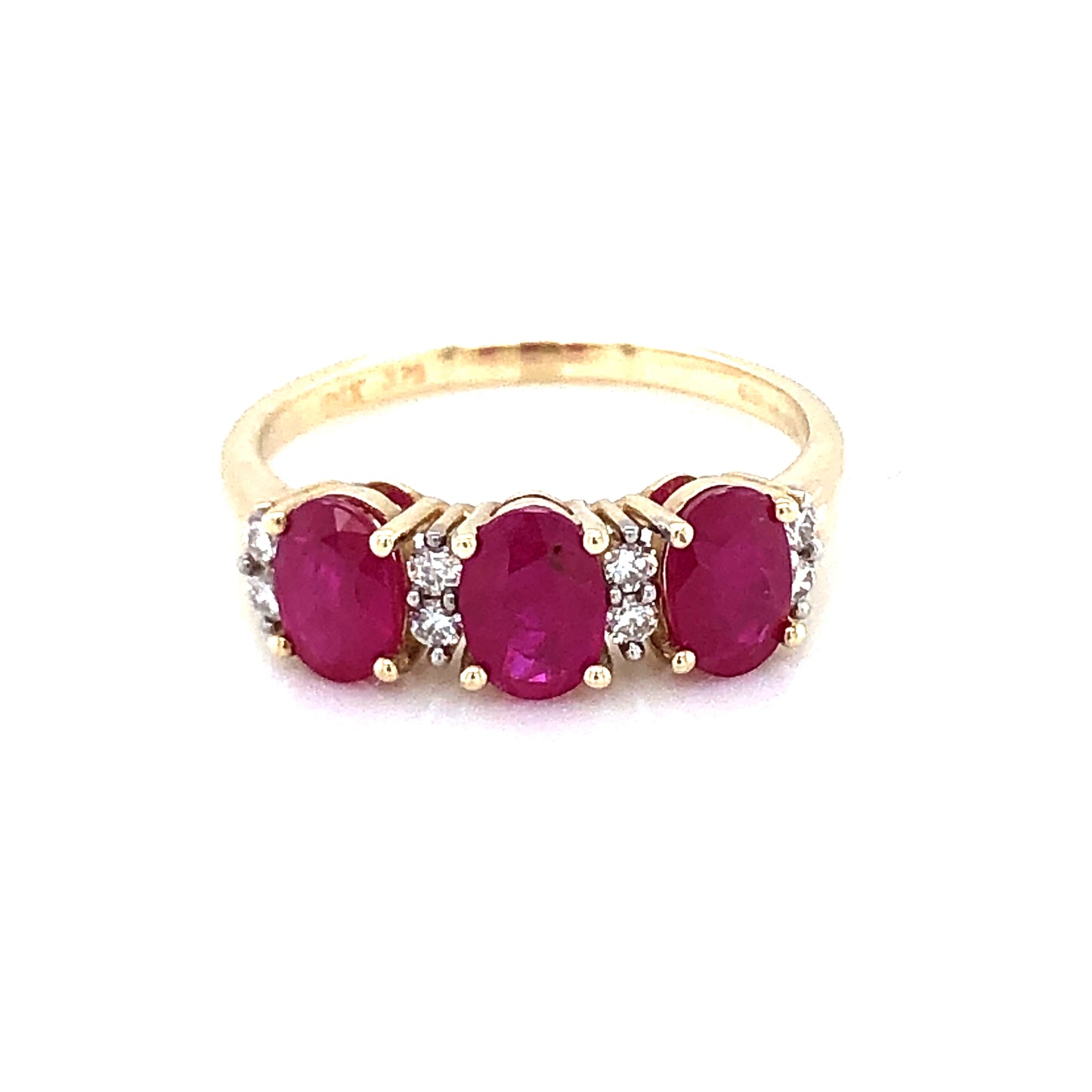 9ct Gold Ruby & Diamond Trilogy Ring