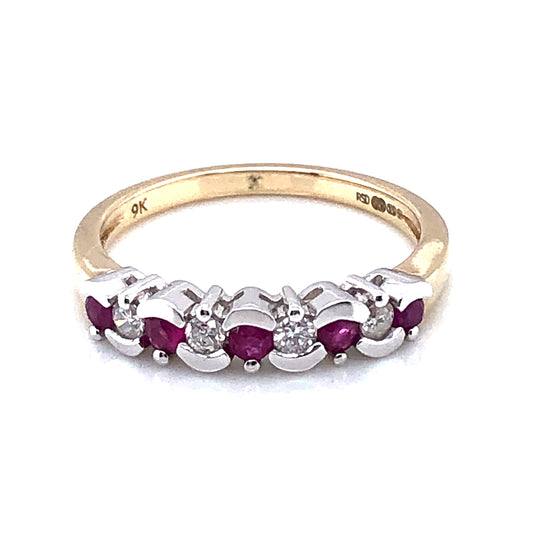 9ct Gold Ruby & Diamond  Eternity Ring