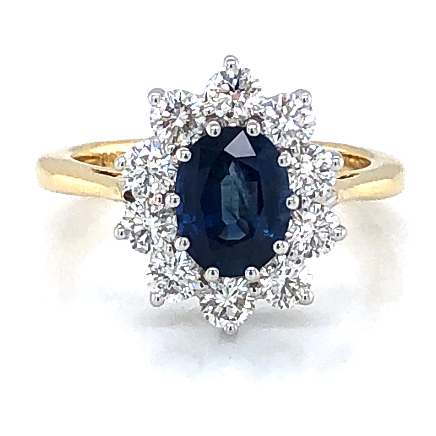 18ct Gold 1.55ct Sapphire & 1.00ct Diamond Cluster Ring GRS258