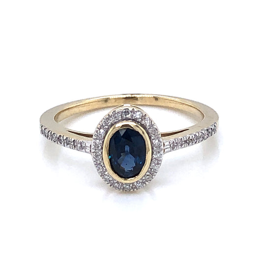 9ct Gold Sapphire & Diamond Petite Cluster Ring GRS116