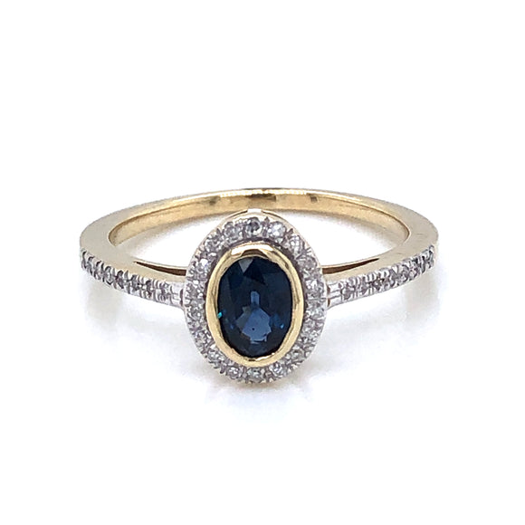 9ct Gold Sapphire & Diamond Petite Cluster Ring