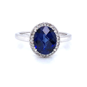 9ct White Gold Sapphire & Diamond Vintage Cluster Ring