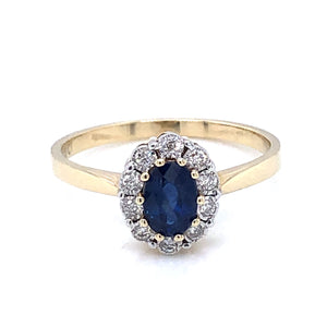 9ct Gold Sapphire & Diamond Cluster Ring