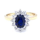 9ct  Gold Created Sapphire & CZ Cluster Ring