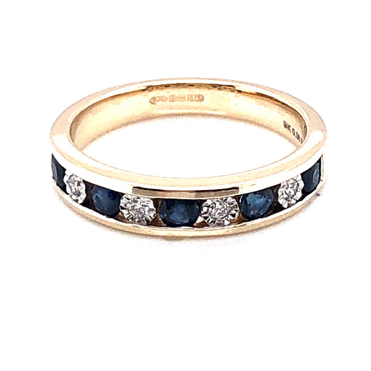 9ct Gold Sapphire & Diamond Channel Eternity Ring GRS269