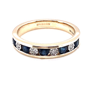 9ct Gold Sapphire & Diamond Channel Eternity Ring