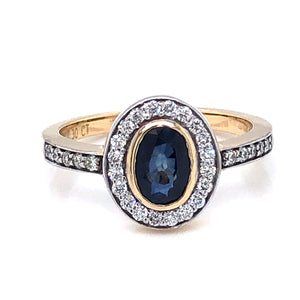 18ct Gold Sapphire & Diamond Pavé Cluster Ring
