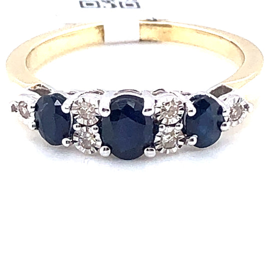 9ct Gold Sapphire & Diamond Ring