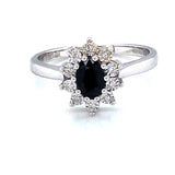 9ct White Gold Sapphire & Diamond Cluster Ring