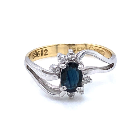 18ct Gold Sapphire & Diamond Twist Ring