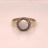 9ct  Gold  Created Opal & CZ Halo Ring
