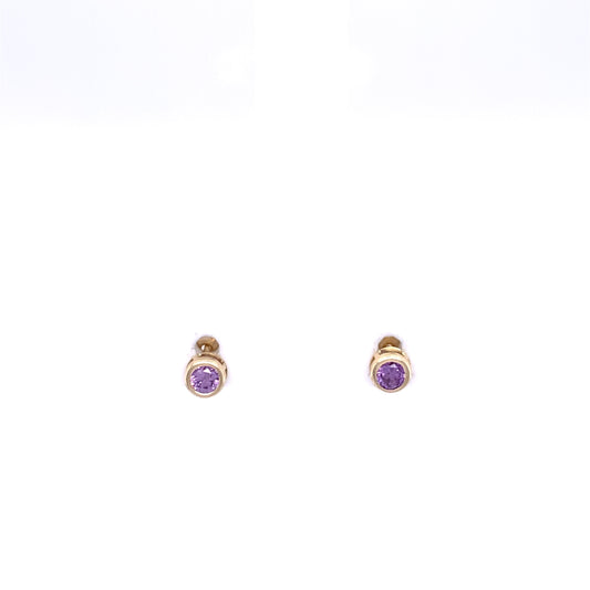 9ct Gold Cute Amethyst Stud Earrings