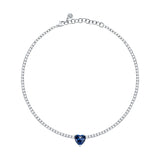 Chiara Ferragni Diamond Heart Necklace Tennis With Big Blue Heart Stone J19AUV03