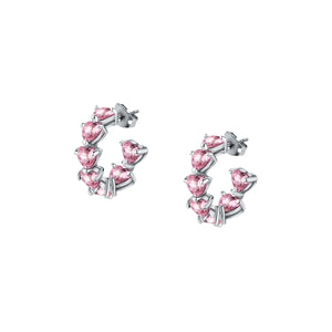 Chiara Ferragni Diamond Heart Earrings Hoop With Fairy Tale Heart Stones J19AUV24