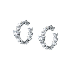 Chiara Ferragni Diamond Heart Earrings Hoop With White Heart Stones J19AUV28
