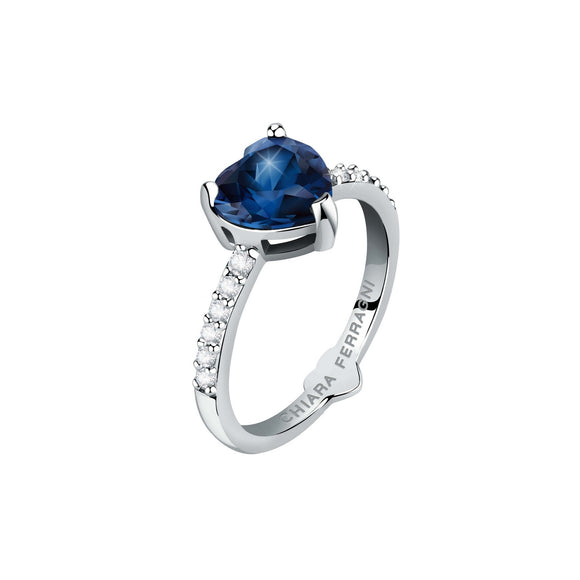 Chiara Ferragni Diamond Heart Ring With Blue Heart Stone J19AUV34