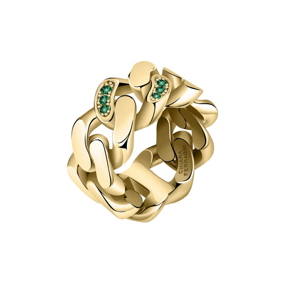 Chiara Ferragni Chain Ring Yg Chain With Emerald Crystals J19AUW49
