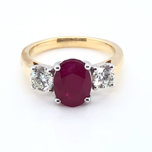 18ct Gold Ruby & Diamond Ring