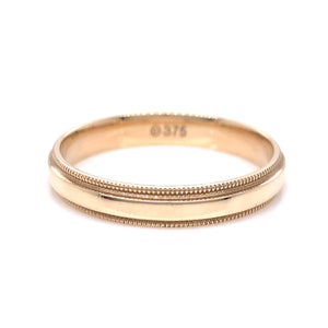 9ct Gold Men's 4mm Beaded Court Wedding Ring