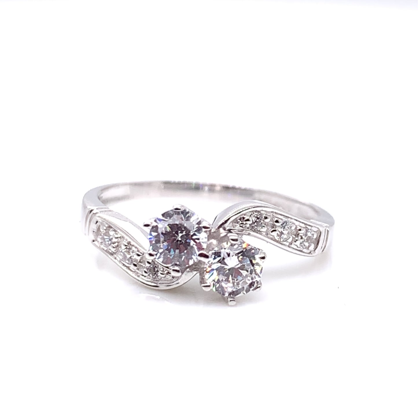 9ct White Gold CZ Twist  Ring