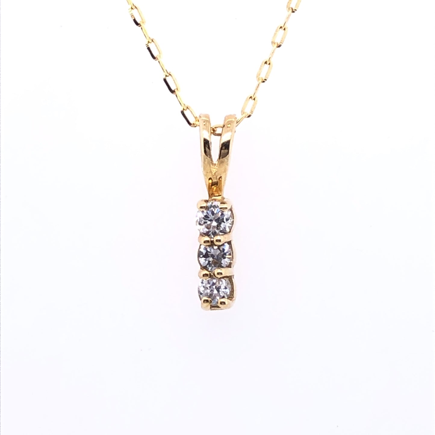 9ct Gold CZ Trilogy Pendant