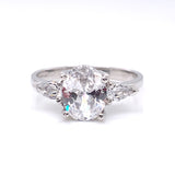 9ct White Gold CZ Oval Solitaire Ring