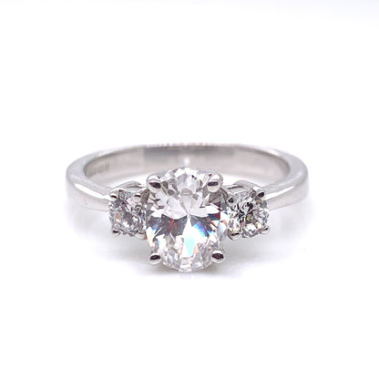 9ct White Gold CZ Oval Trilogy Ring