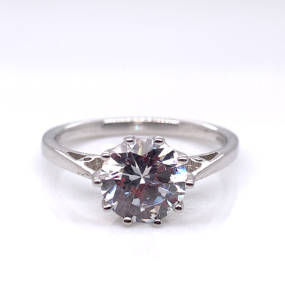 9ct White  Gold Classic CZ Solitaire Ring