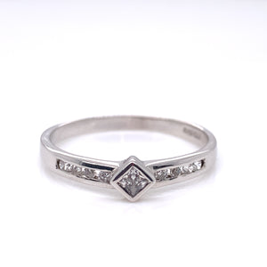 9ct White Gold CZ Channel-set Ring