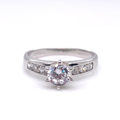 9ct White  Gold Classic CZ Solitaire Ring WRZ019
