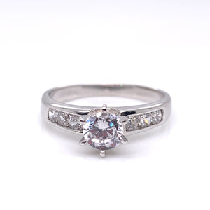 9ct White  Gold Classic CZ Solitaire Ring